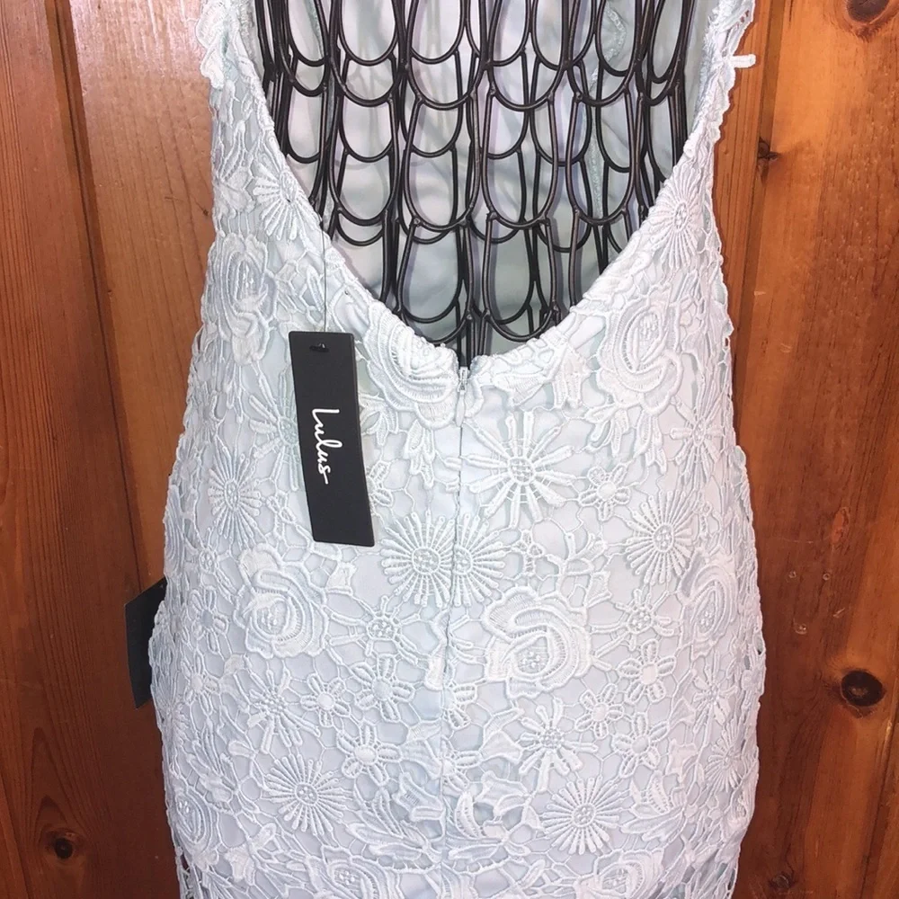 Lulus Hidden Talent Backless Light Blue Lace Dress NWT size XS mini dress - Picture 13 of 16